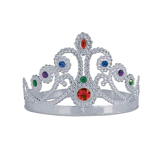 Beistle Silver Plastic Jeweled Queen's Tiaras, 2ct.